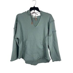 Natural Life Women’s Sage Green Raw Hem Hoodie L/XL Boho Cozy Cotton Pullover